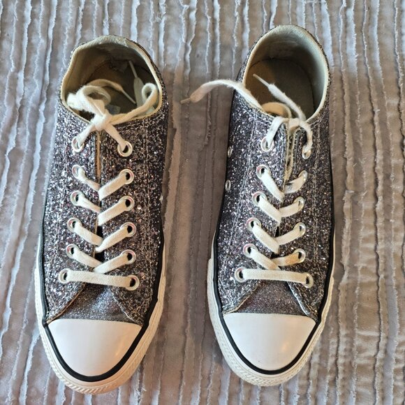 Dark Silver Glitter converse Chuck Taylor All Star Low Tops  7 1/2 - Picture 2 of 13